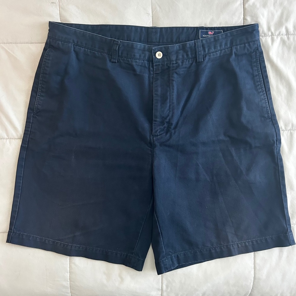 Vineyard Vines Mens Navy Blue 100% Cotton Chino Shorts Size 38 9 Inch Inseam